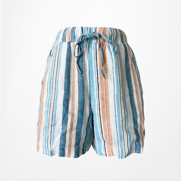 Blue High Low Rise Drawstring Relaxed Fit Summer Bermuda Style Shorts Size XS/S - Picture 5 of 7